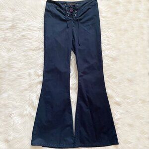VTG Ralph Lauren Blue Lace-up Front Sailor Y2K Coyote Ugly Bell Bottom Pants